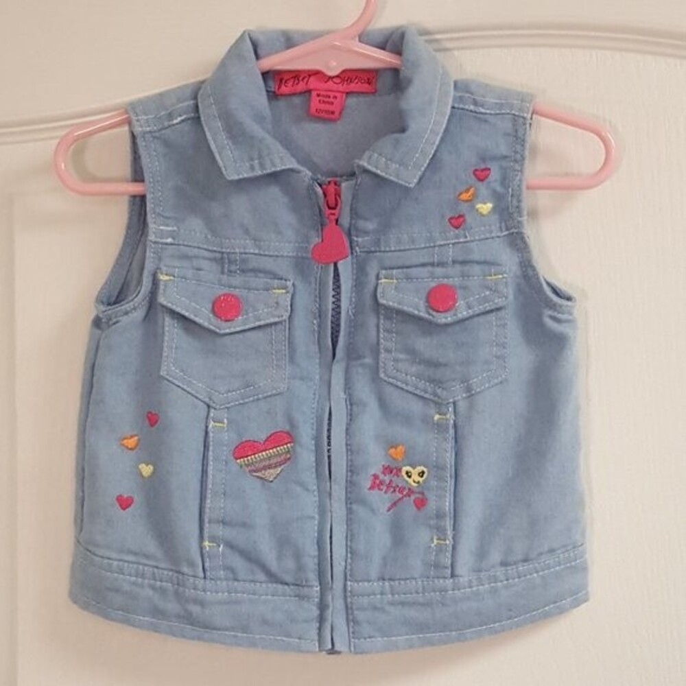 Betsey Johnson Denim Like Embroidered Vest